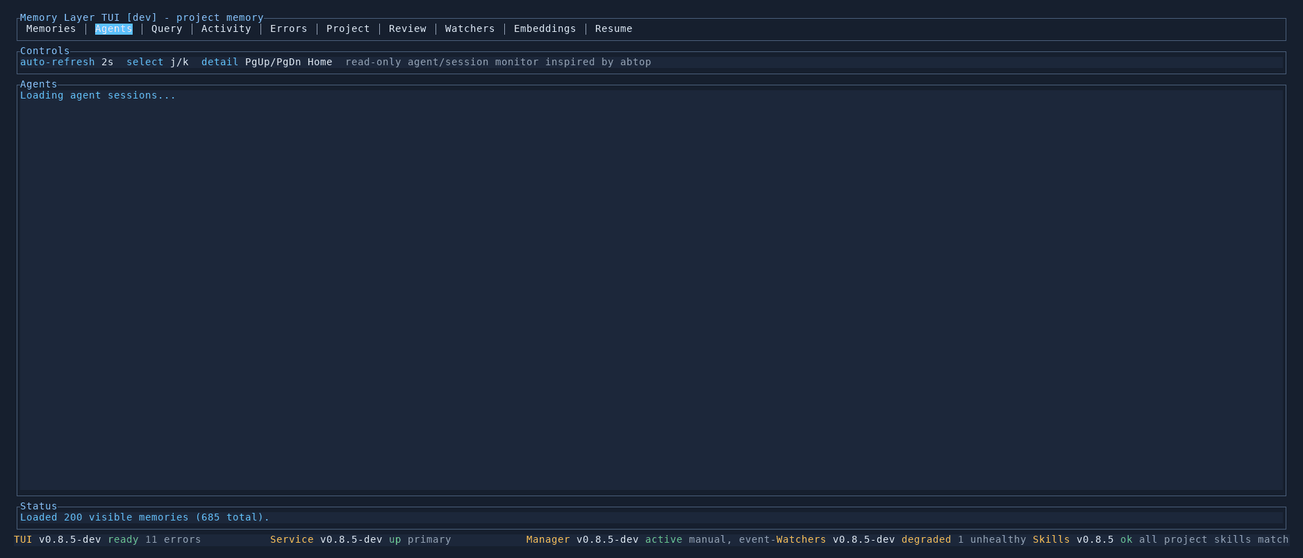 Memory Layer agents dashboard